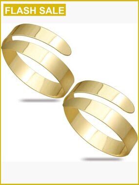 2 Pcs Adjustable Greek Bohemian Arm Cuff Bracelet Set Gold Tone Metal Armlet
